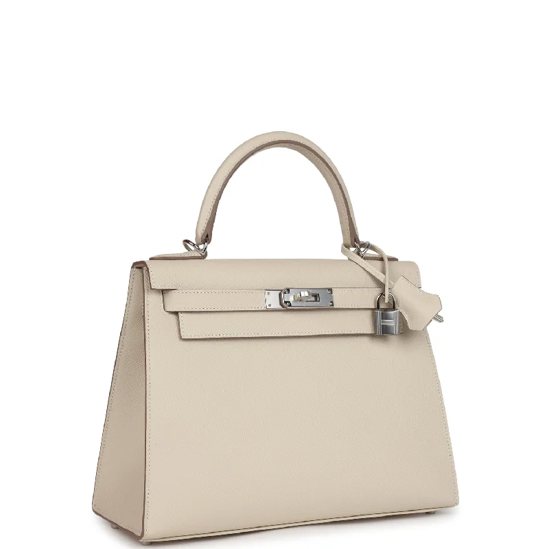 Hermes Kelly Sellier 28 Craie Epsom Palladium Hardware