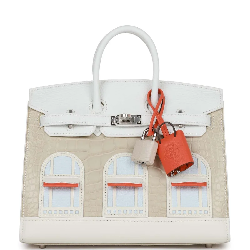 Hermes Sac Faubourg Birkin 20 White Matte Alligator Palladium Hardware