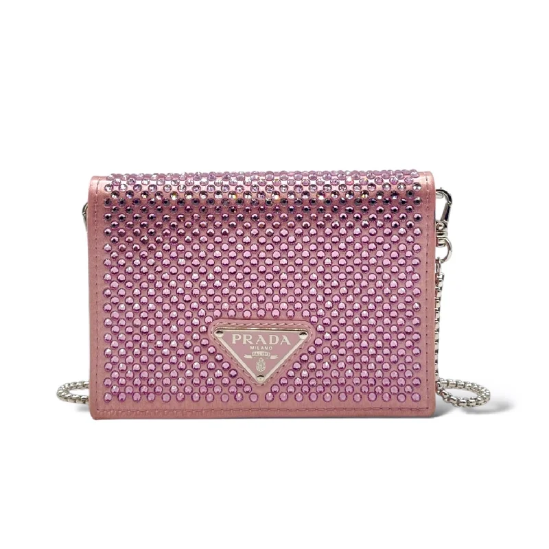 Prada Crystal Card Holder With Chain