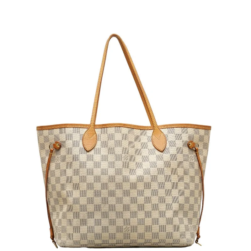 Louis Vuitton Damier Azur Neverfull MM Azur Tote Bag N41361 White PVC Leather  Louis Vuitton