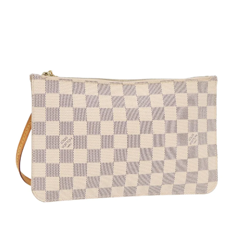 LOUIS VUITTON Damier Azur Neverfull MM Pouch Pouch LV Auth 88330