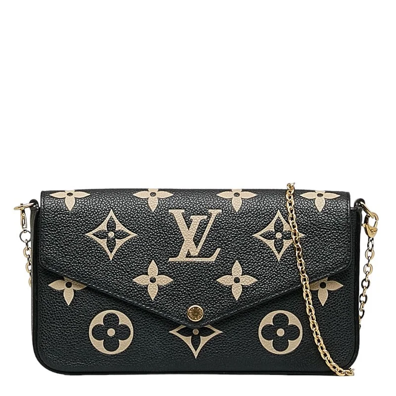 Louis Vuitton Monogram Emplant Poschet Felice Chain Shoulder Bag M80482 Black Beige Leather Ladies Louis Vuitton