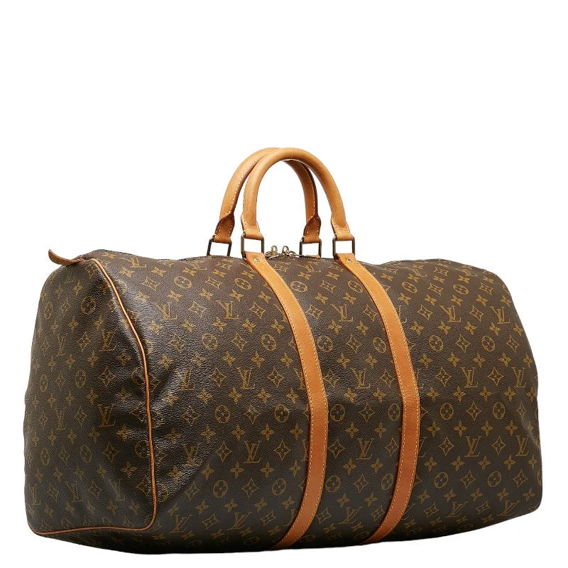 Louis Vuitton Monogram Keepall 55 Boston Bag Travel Bag M41424 Brown