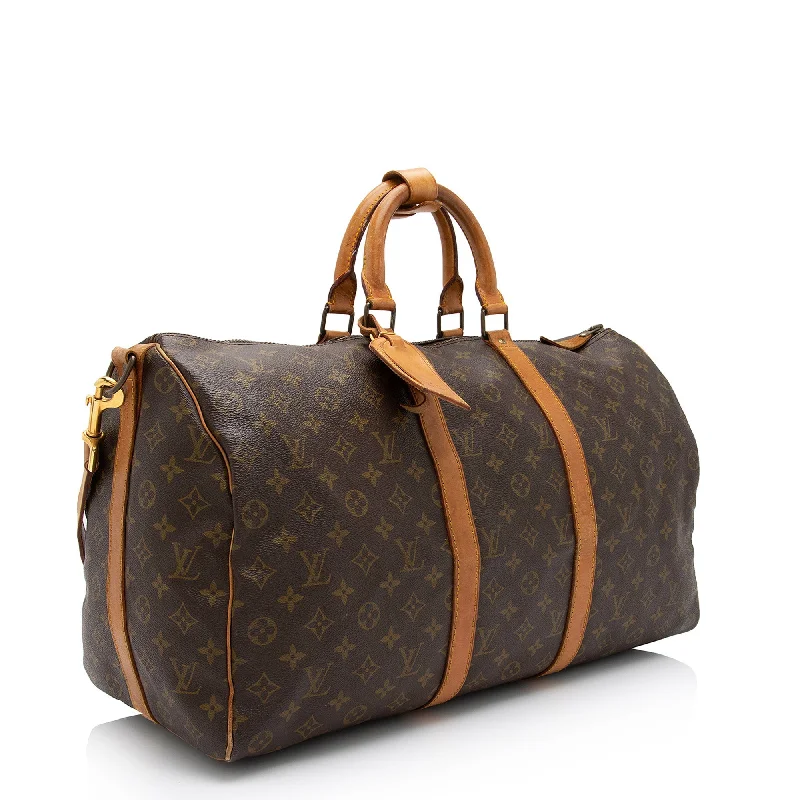 Louis Vuitton Vintage Monogram Canvas Keepall Bandouliere 50 Duffle Bag (SHF-3GGL8o)